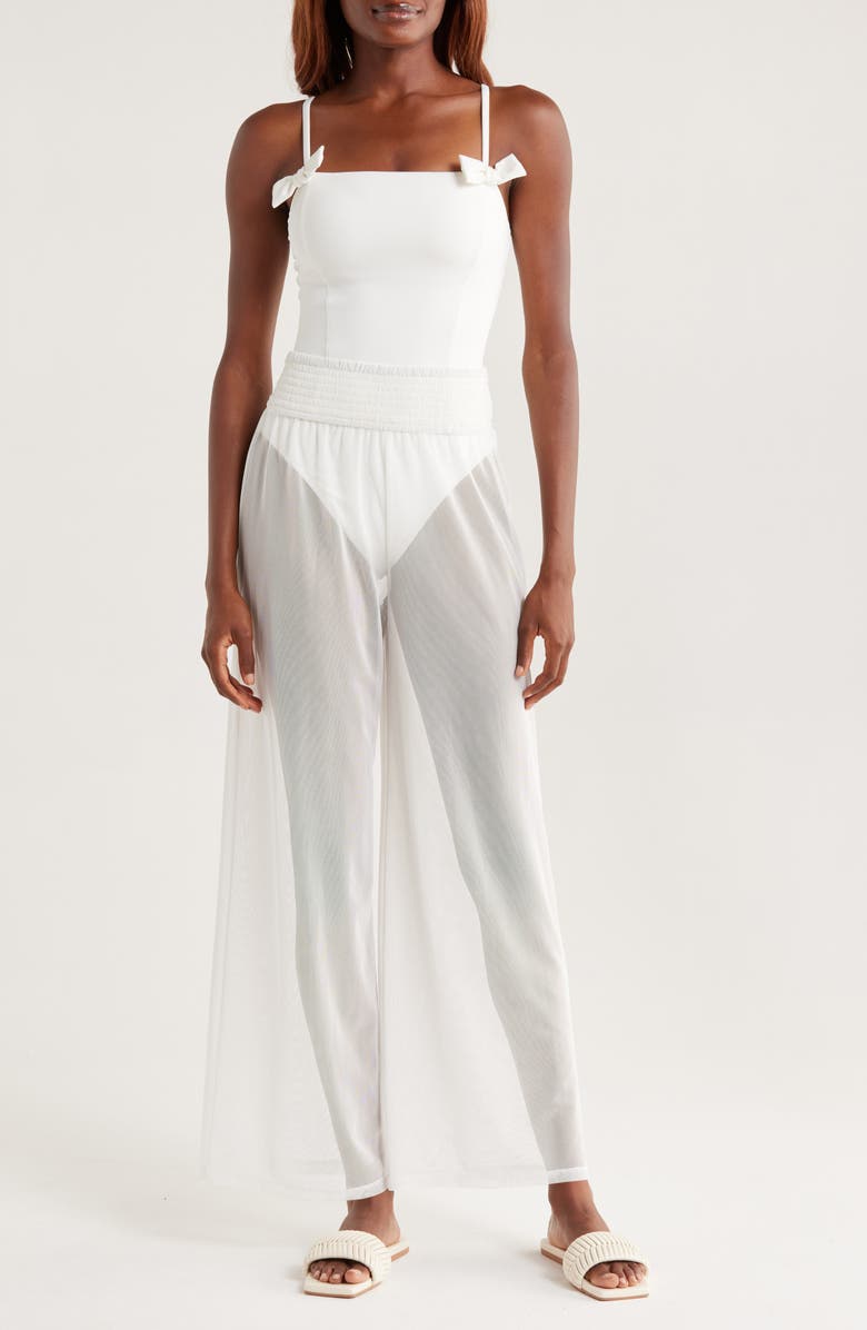 Hutch Eliza Floral Cover-Up Pants, Main, color, White