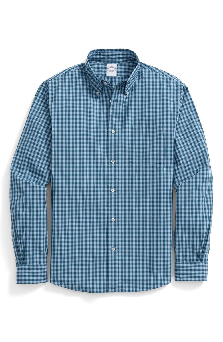 Brooks Brothers Gingham Check Cotton Button-Down Shirt, Alternate, color,