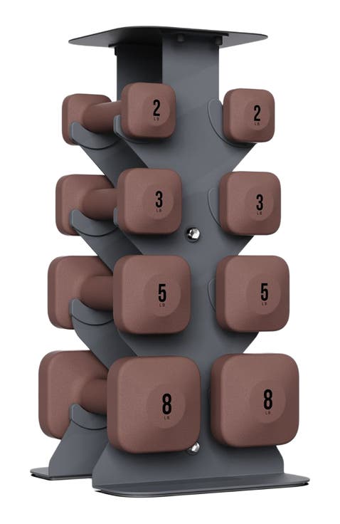 SafeGrip Dumbbells Lower Set with Dark Rack - 2, 3, 5, 8lbs