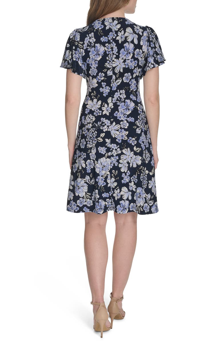 Tommy Hilfiger Floral Flutter Sleeve Jersey Shift Dress, Alternate, color,