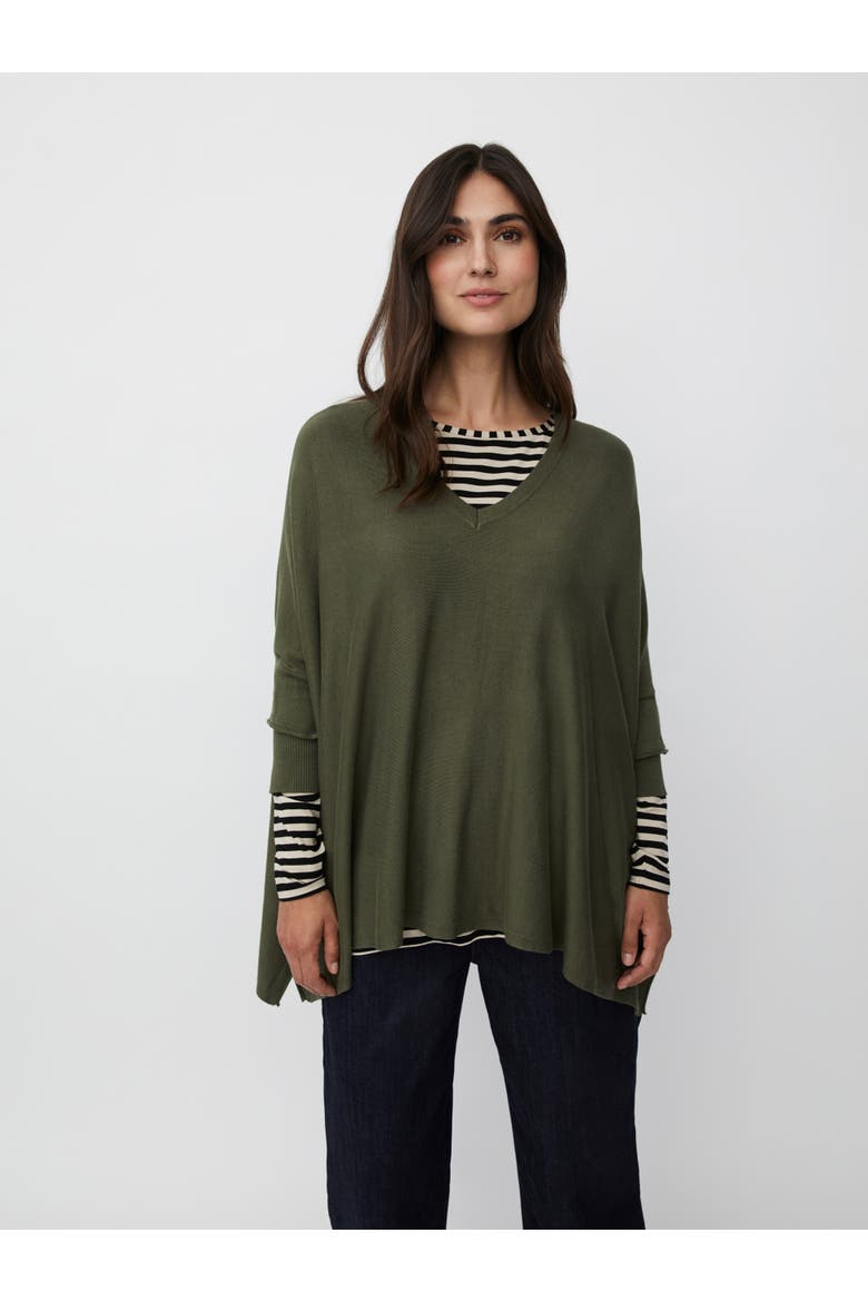 MaFosna Long Sleeve V-Neck Poncho, Main, color, Ivy Green