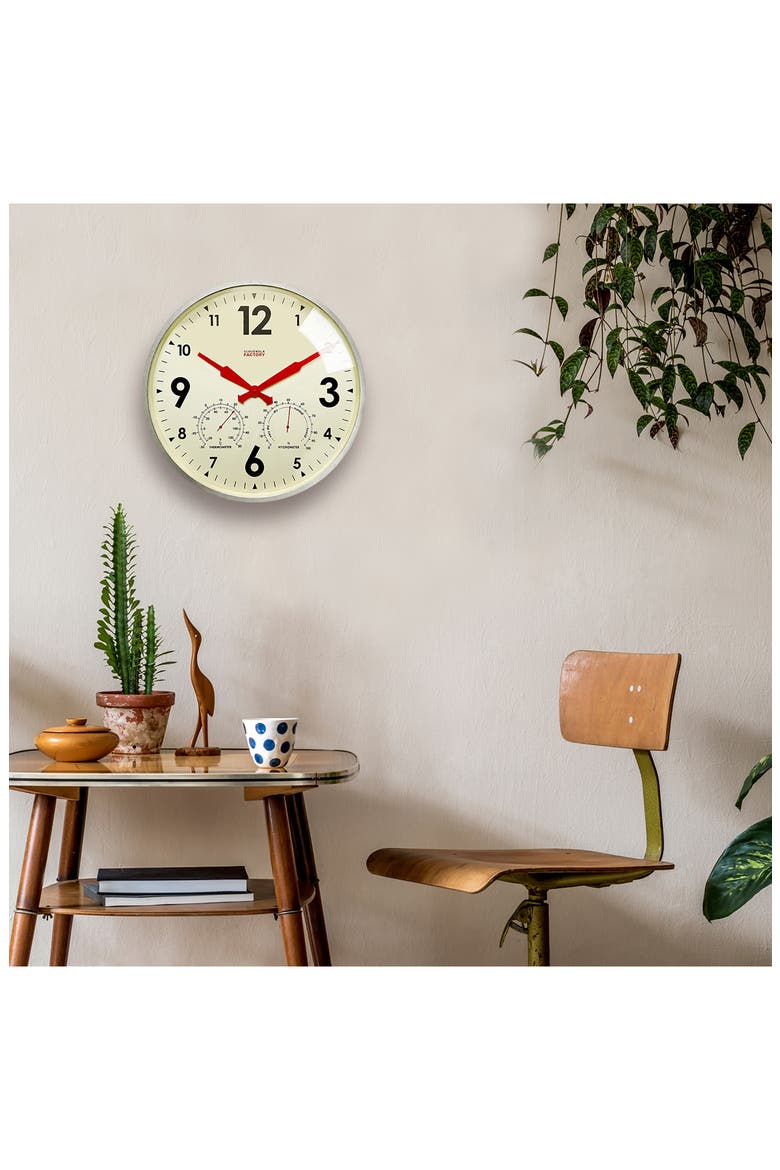 Factory Outdoor Wall Clock & Weather Station (Nordstrom Exclusive), Alternate, color, GREY