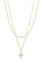 Cubic Zirconia Cross Pendant Layered Necklace