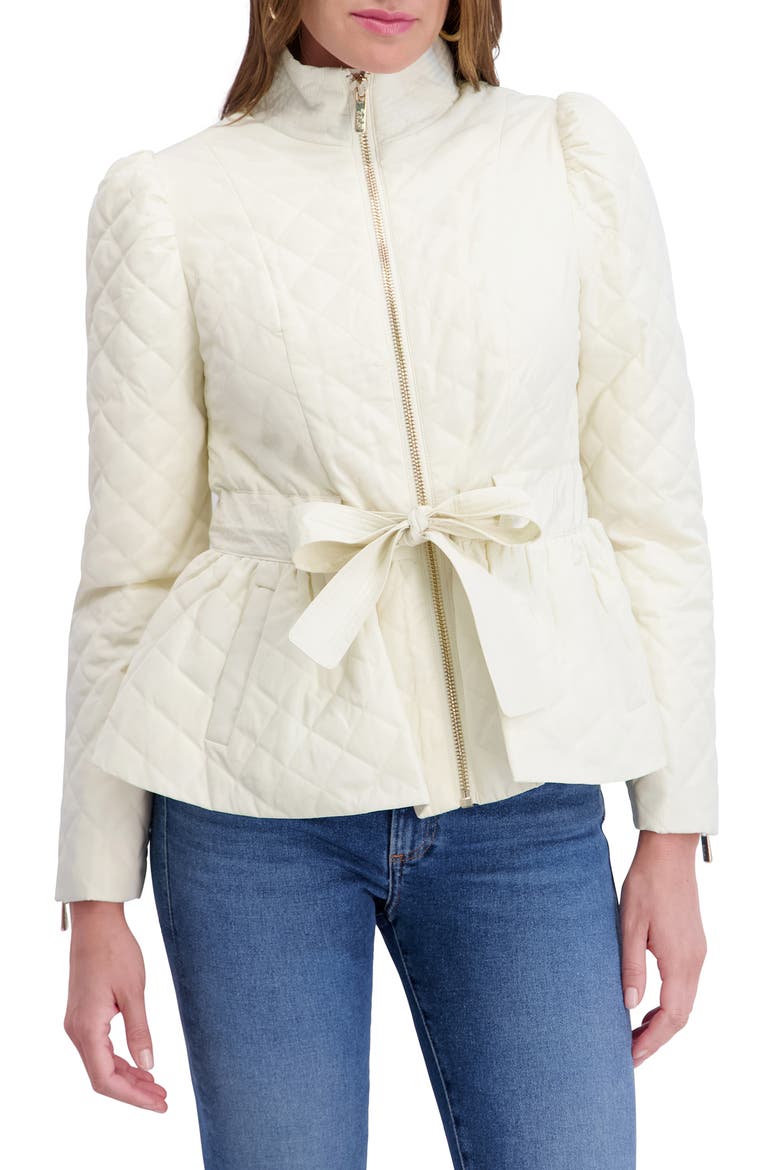 Quilted Peplum Jacket, Main, color, IVORY