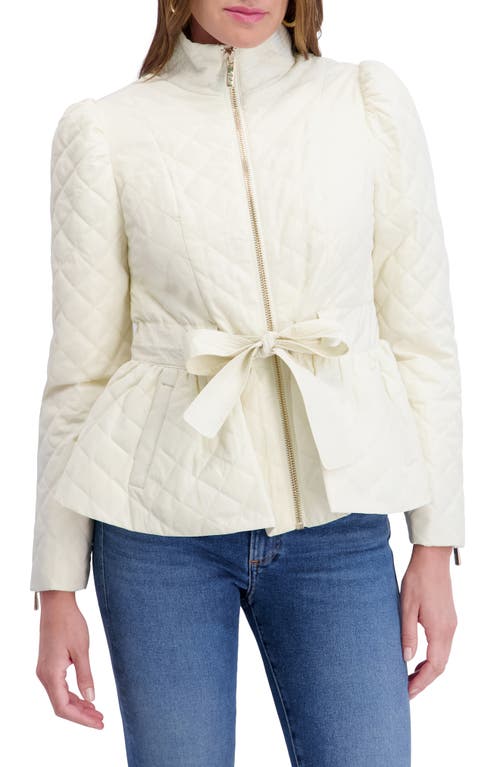 Kensie Quilted Peplum Jacket In White