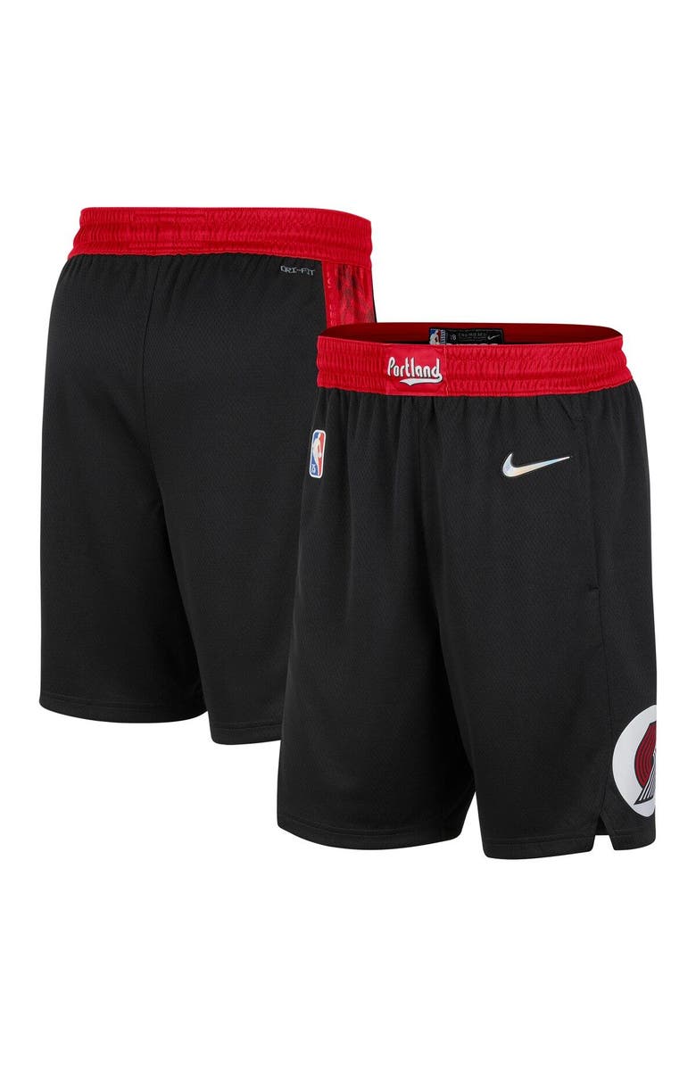 Nike Men's Nike Black/Red Portland Trail Blazers 2021/22 City Edition Swingman Shorts, Main, color, 