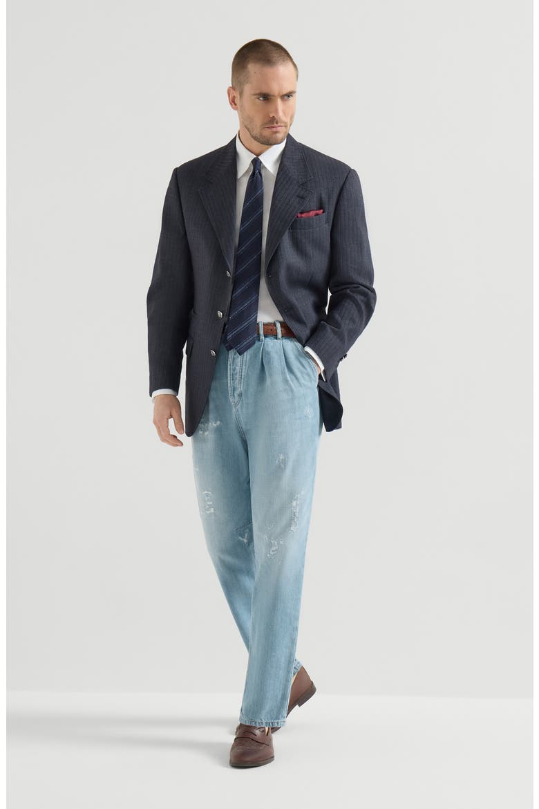 Denim trousers with rips, Alternate, color, Light Blue Denim