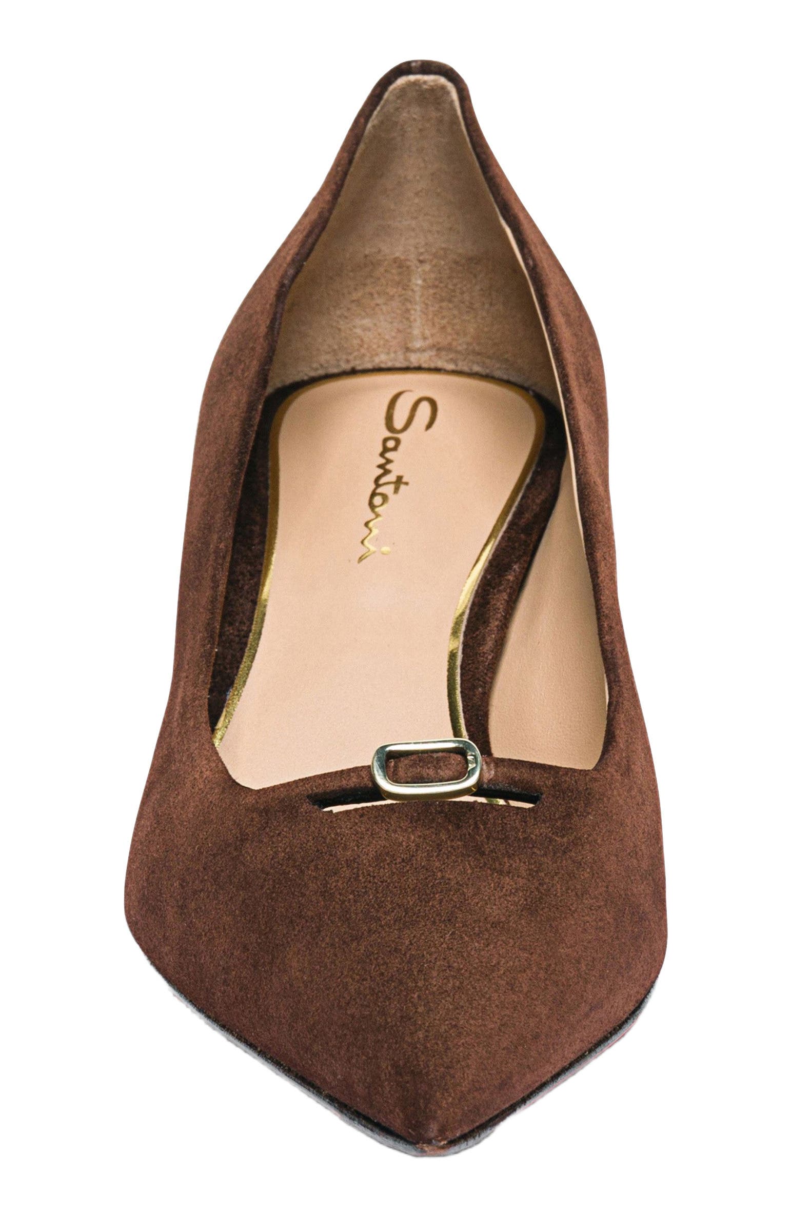 Santoni Women's suede mid-heel pump, Alternate, color, Brown