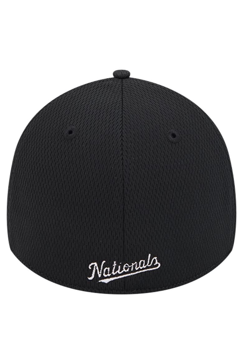 Men's New Era Black Washington Nationals Active Dash Mark 39THIRTY Flex Hat, Alternate, color, Black