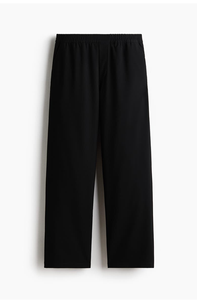 H&M Four-way Stretch Wide Pull-on Trousers, Main, color, Black