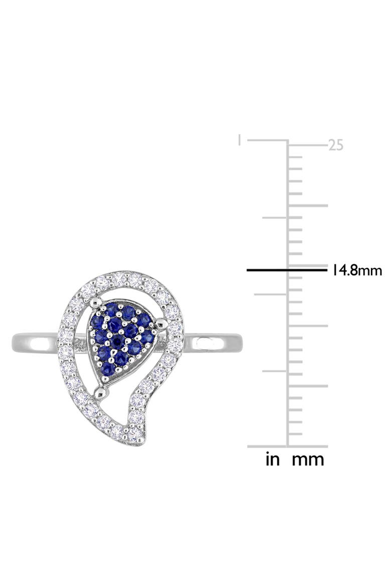 White Topaz & Created Blue Sapphire Halo Ring, Alternate, color, Lab-Created Sapphire