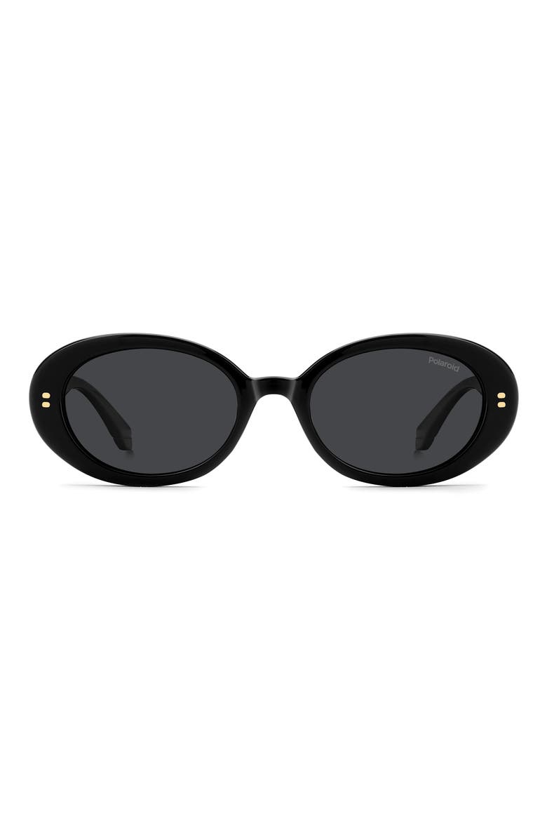 52mm Polarized Oval Sunglasses, Alternate, color, BLACK/ GREY PZ