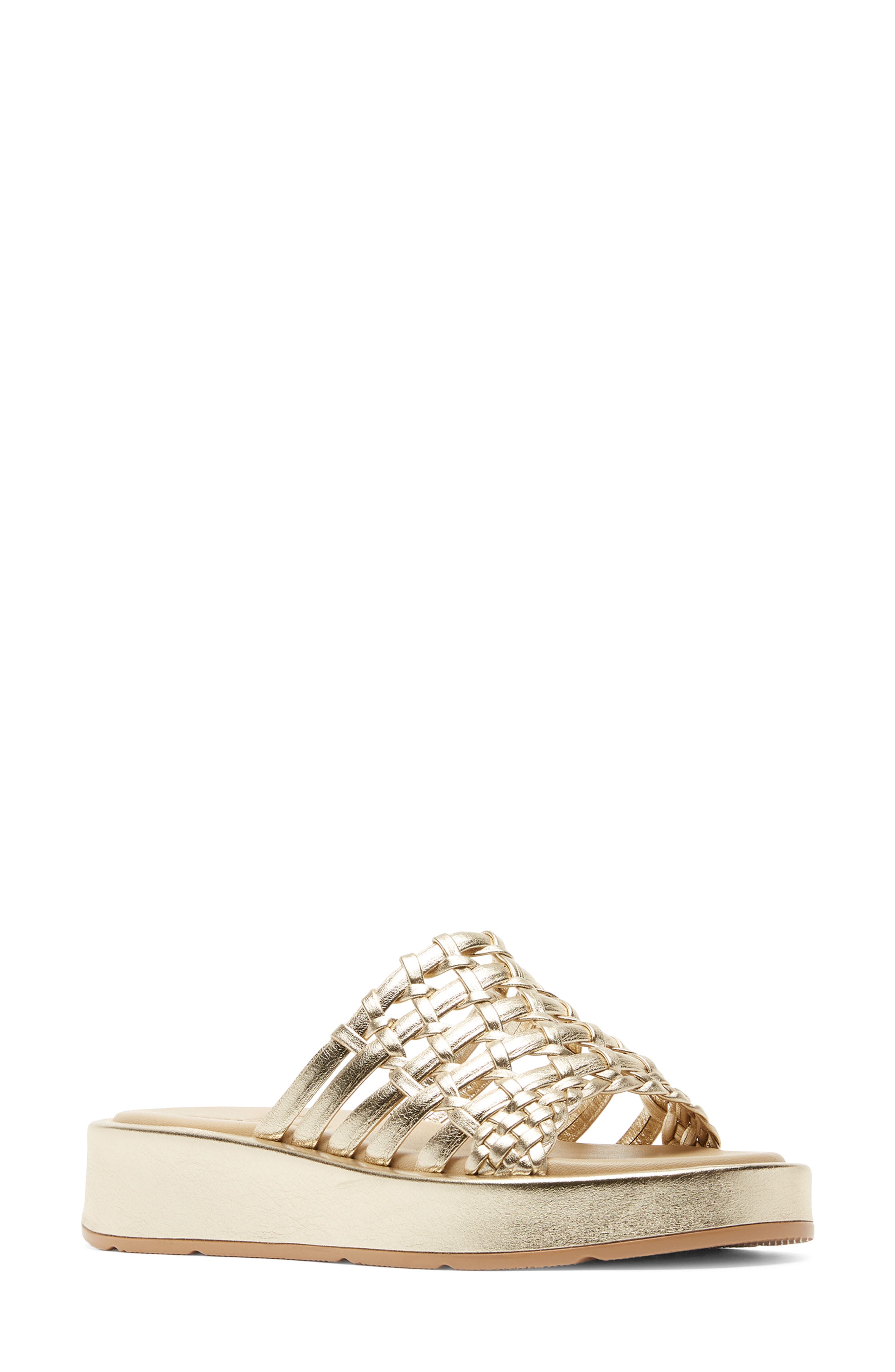 Avea Leather Slide Sandal, Main, color, GOLD LEATHER