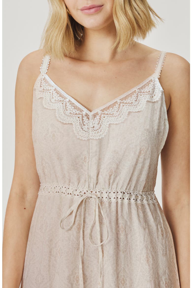 Anastasia Lace Trim Print Sleeveless Maxi Dress, Alternate, color, ANTIQUE PEARL IVORY PAISLEY
