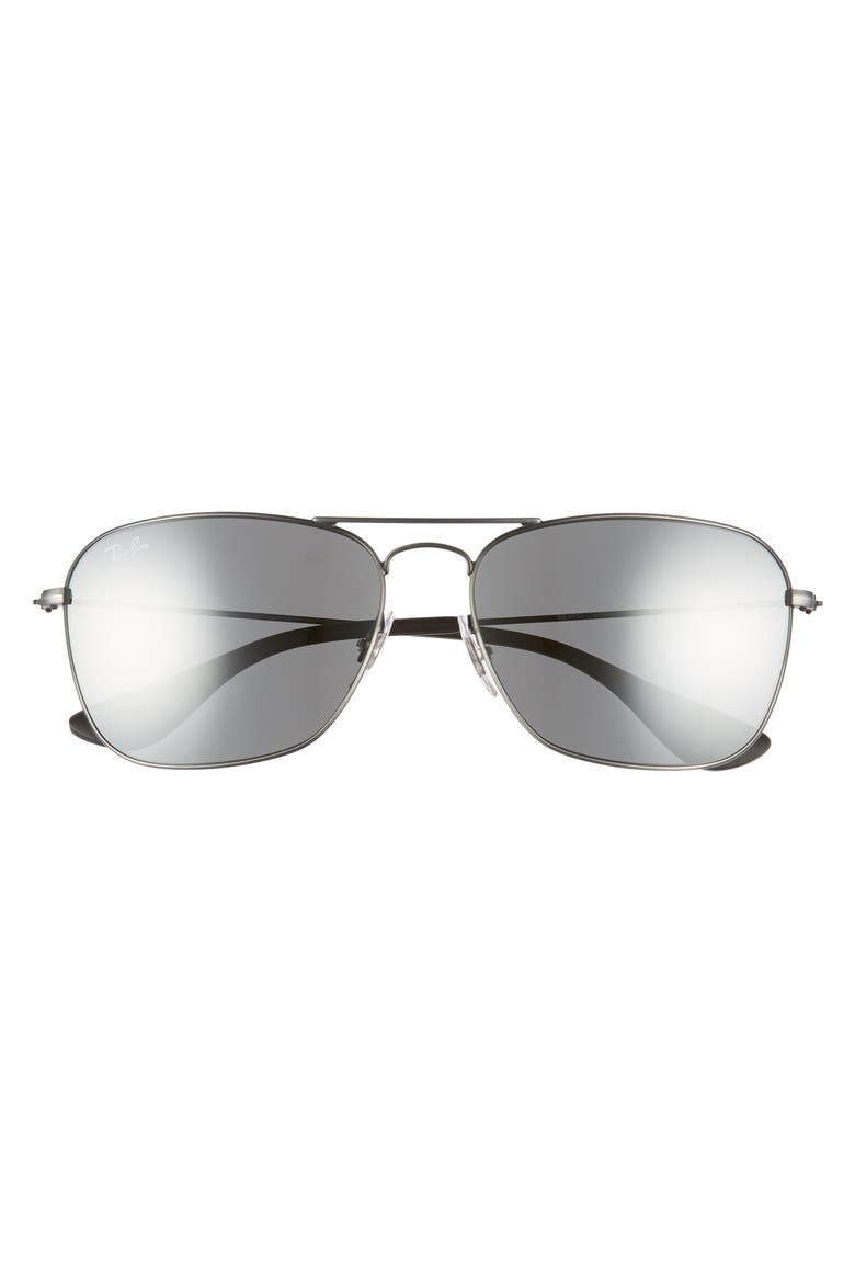 Navigator 58mm Squared Sunglasses, Alternate, color, MATTE BLACK