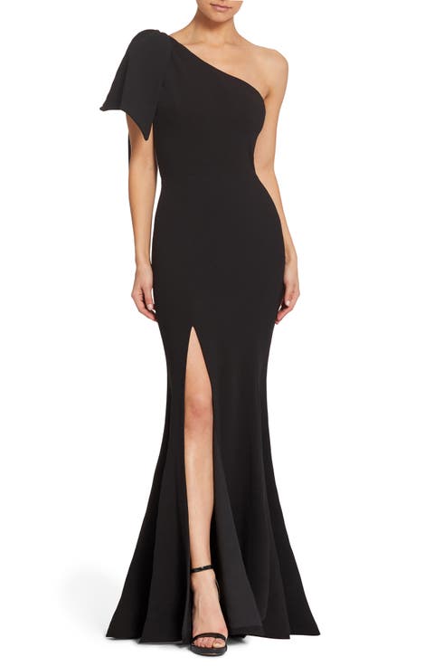 Georgina One-Shoulder Crepe Gown