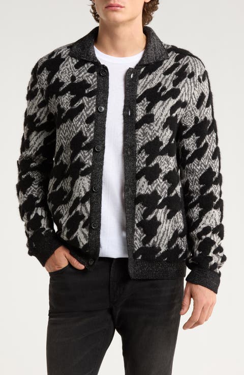 Venosa Houndstooth Cotton & Alpaca Blend Cardigan