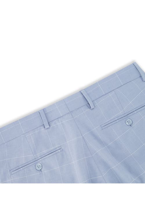 Victor Emmanuel Vince Flat Front Windowpane Check Stretch Dress Pants In Blue