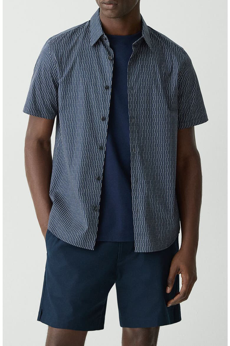 Irving Short Sleeve Button-Up Shirt, Main, color, BLATIC/FOG