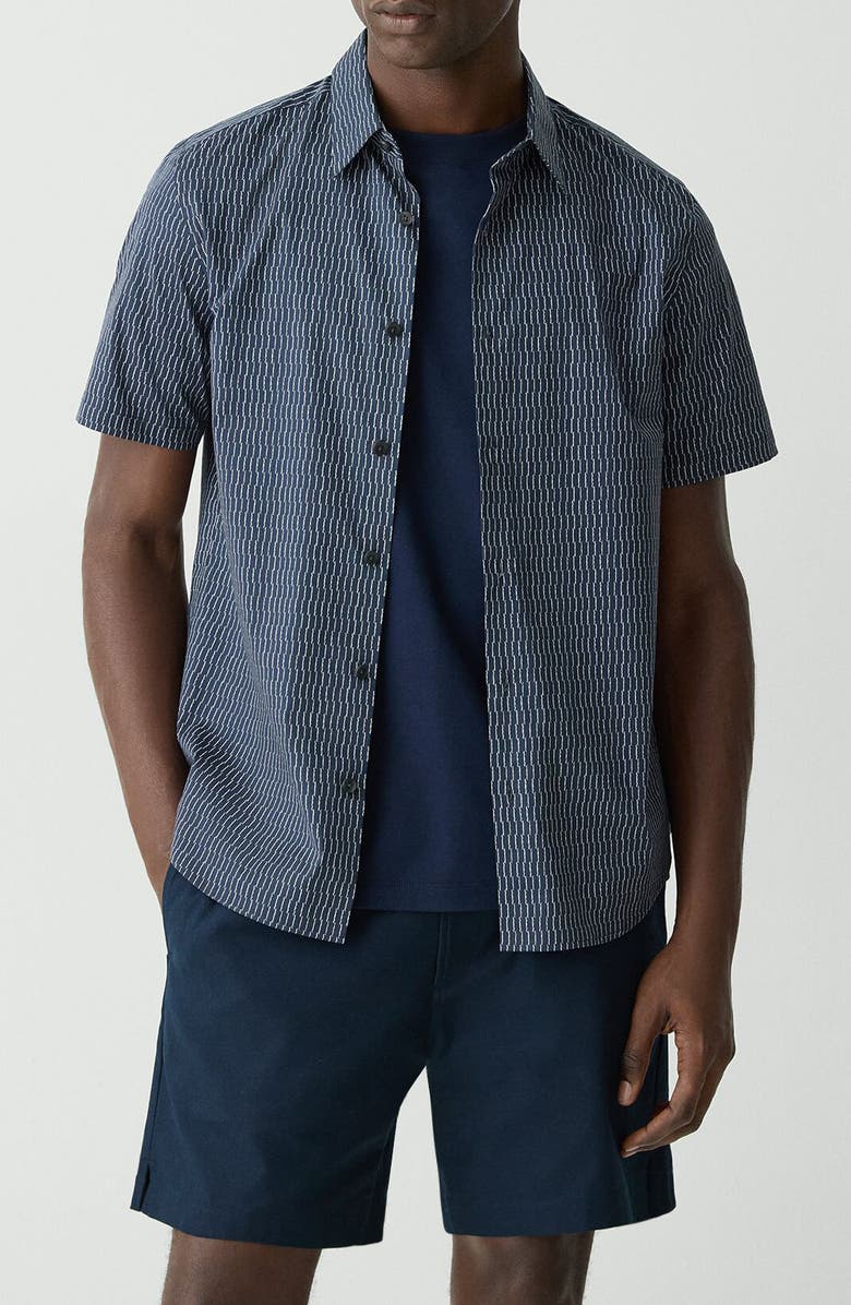 Theory Irving Short Sleeve Button-Up Shirt, Main, color, Blatic/Fog