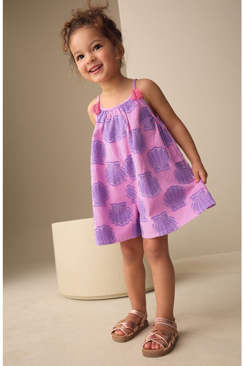 Kids' Shell Print Romper, Alternate, color, MULTI
