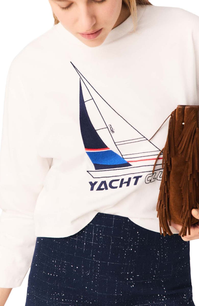 maje Boat print T-shirt, Alternate, color, White