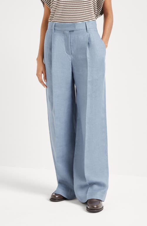 Brunello Cucinelli Loose Pleated Trousers In Avio Blue