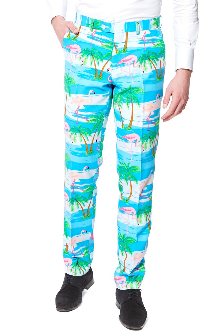 'Flaminguy' Trim Fit Two-Piece Suit with Tie, Alternate, color, BLUE