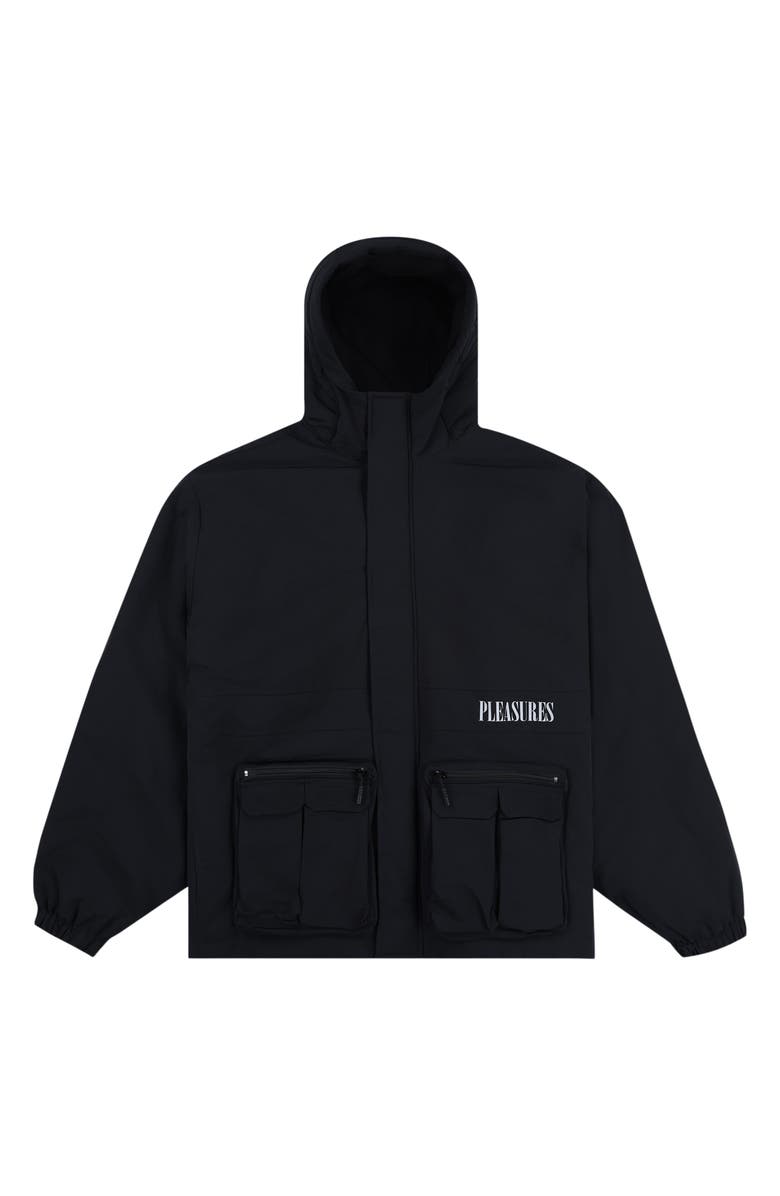 PLEASURES Run Hooded Nylon Jacket, Alternate, color, Black