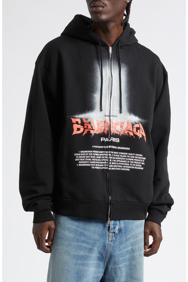 Oversize The Door Zip Hoodie, Main, color, 1000 BLACK