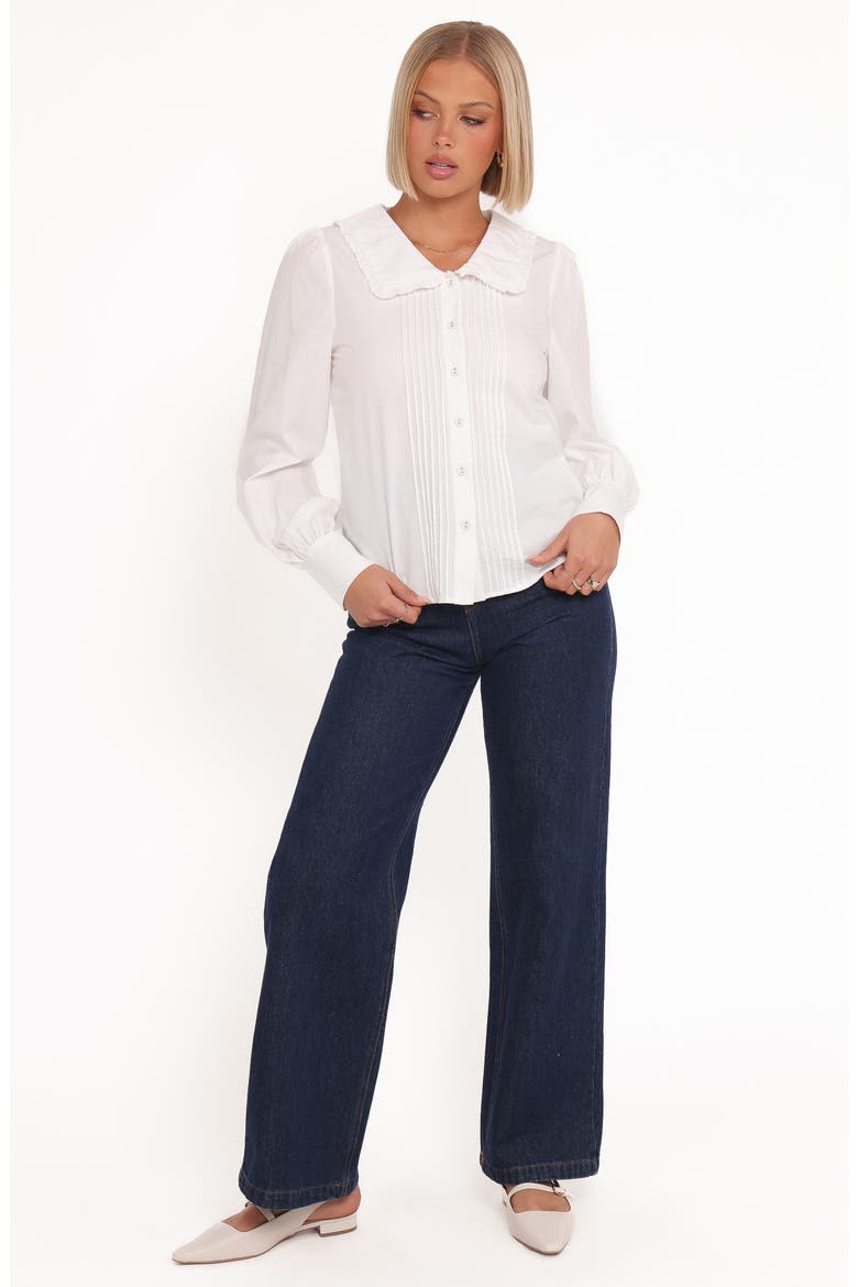 Turner Pintuck Pleat Cotton Button-Up Shirt, Alternate, color, WHITE