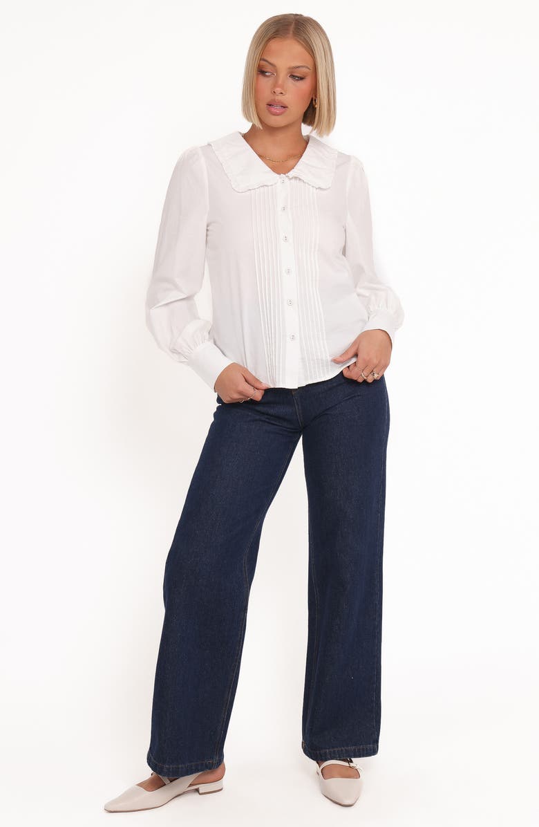 Petal & Pup Turner Pintuck Pleat Cotton Button-Up Shirt, Alternate, color, White