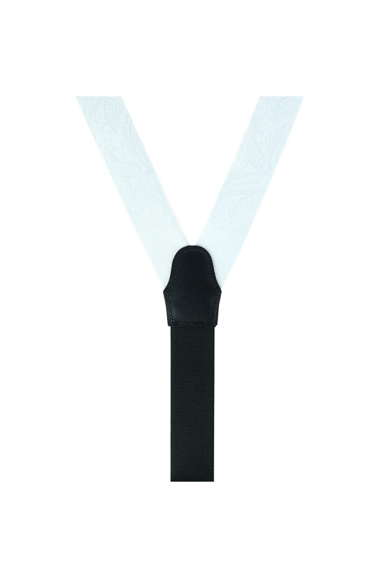 Big & Tall Banbury Tone on Tone Paisley Silk Formal Suspenders, Alternate, color, White