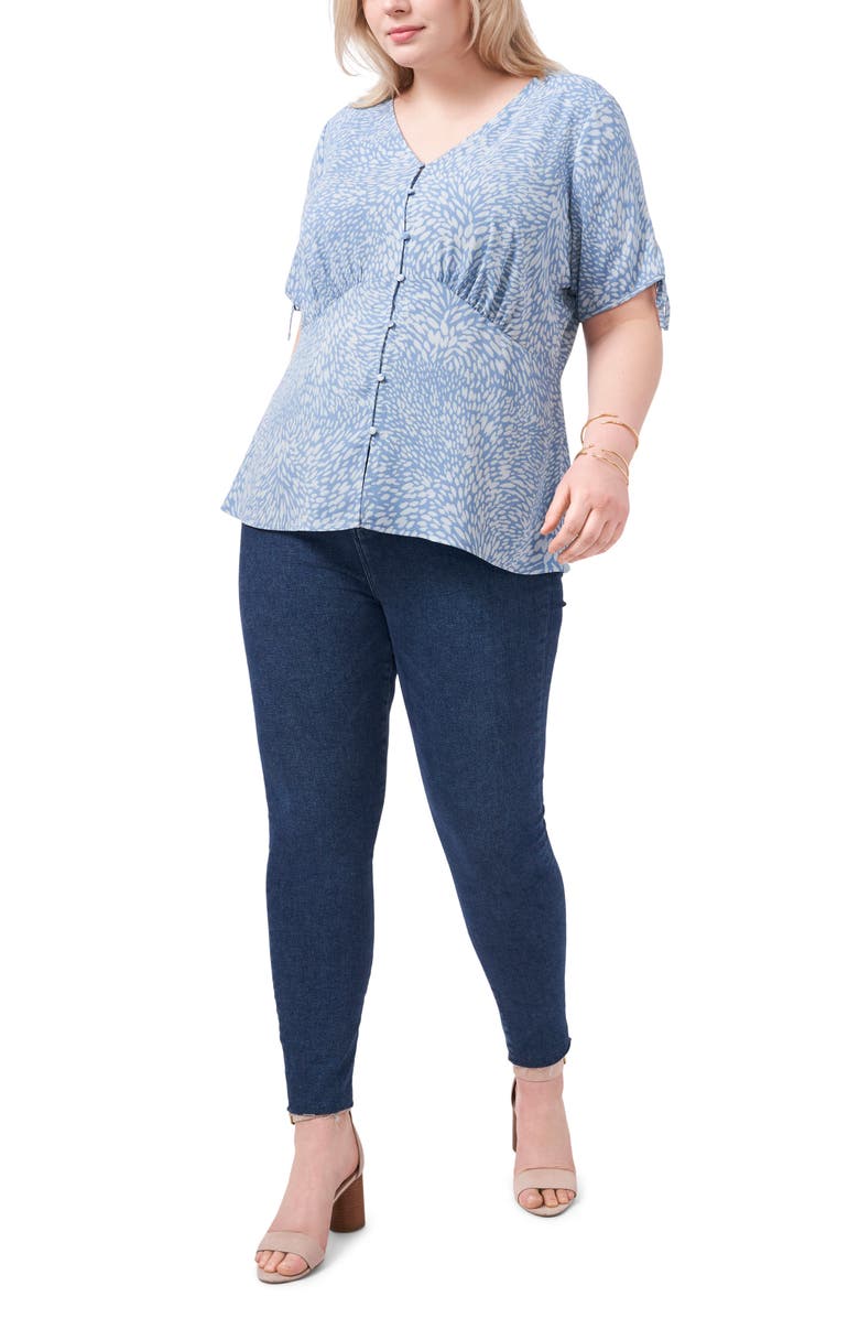 Vince Camuto Print Tie Sleeve Blouse, Alternate, color, 