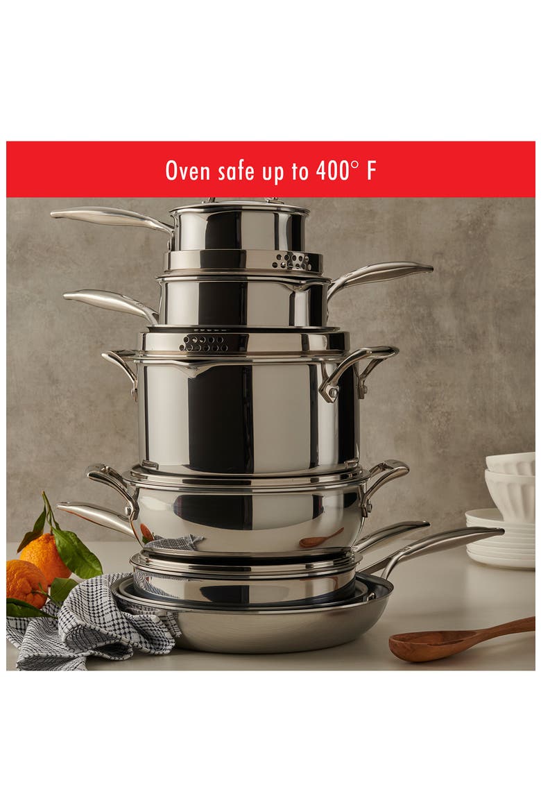 Energy Plus 10-Piece Nonstick Cookware Set, Alternate, color, STAINLESS STEEL