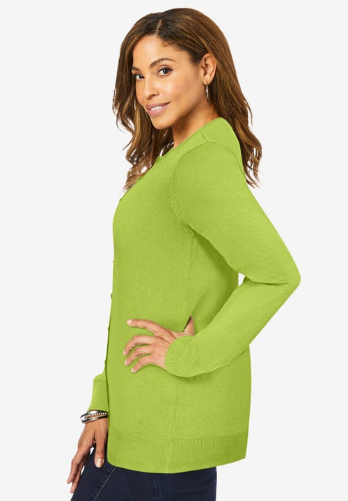 Jessica London Fine Gauge Cardigan In Green