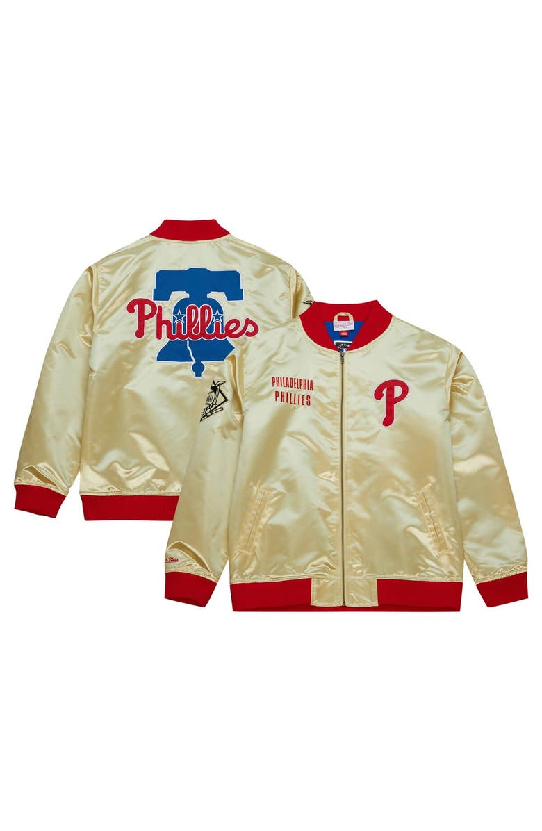 Mitchell & Ness Men's Mitchell & Ness Gold Philadelphia Phillies OG 2.0 Lightweight Satin Full-Zip Jacket, Main, color, Gold