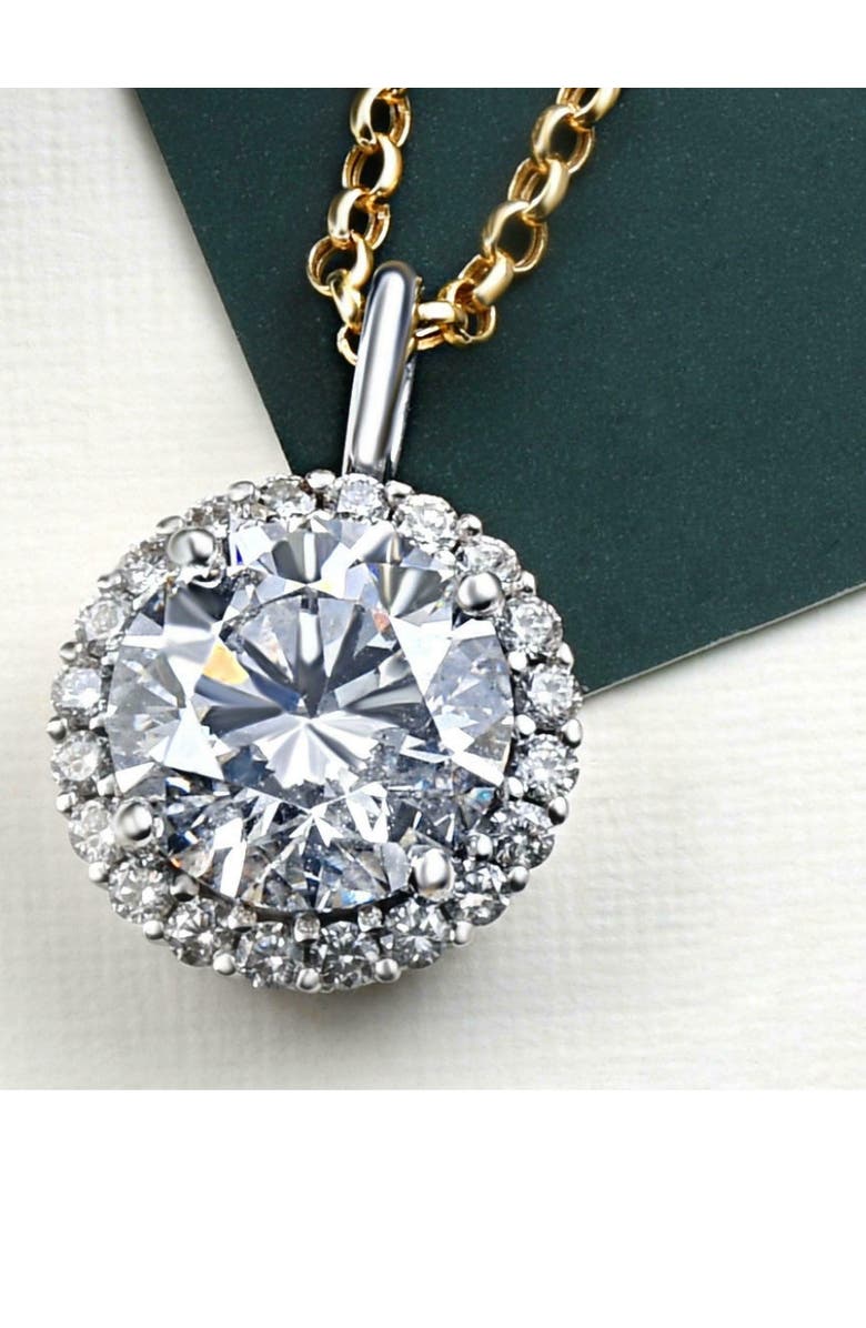 Bliss Diamond Certified 3 1/2Ct Halo Diamond Pendant 14k Gold Women
s Necklace Lab Grown, Alternate, color, White Gold