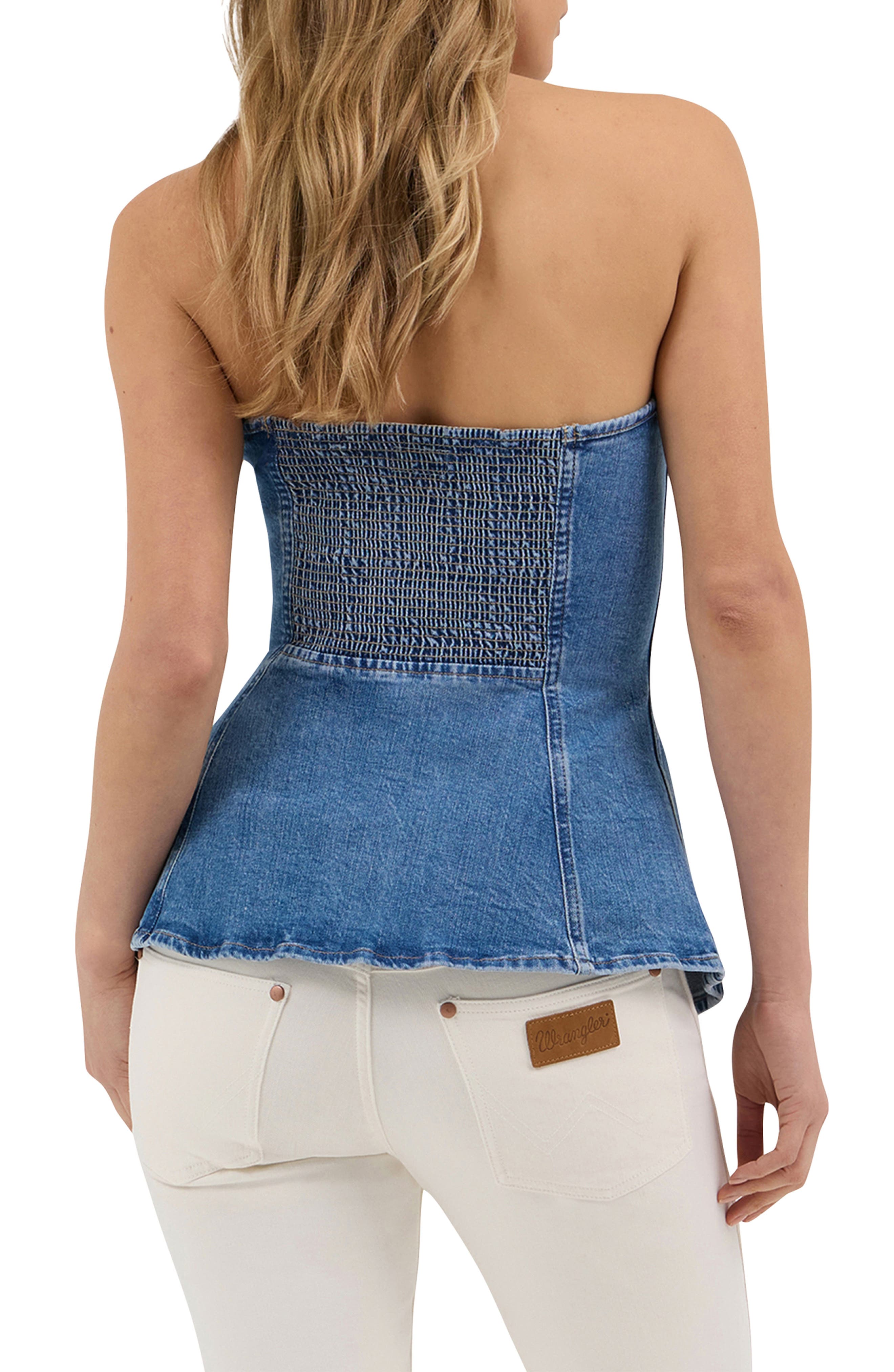 Strapless Stretch Denim Bustier Top (Women) | Nordstrom