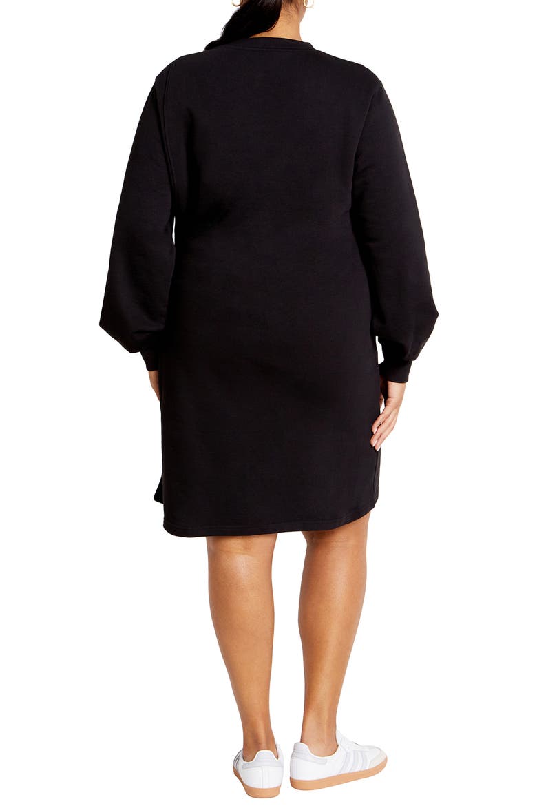 Arla Long Sleeve Faux Wrap Sweatshirt Dress, Alternate, color, BLACK