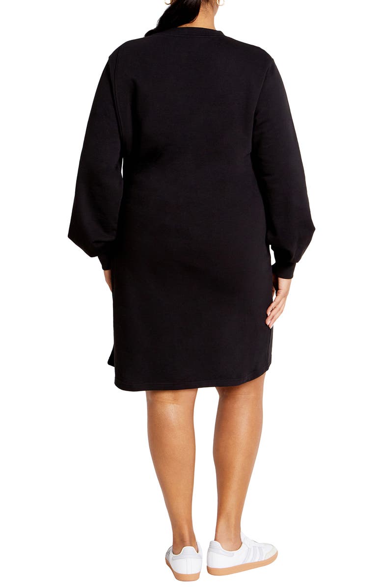 City Chic Arla Long Sleeve Faux Wrap Sweatshirt Dress, Alternate, color, 