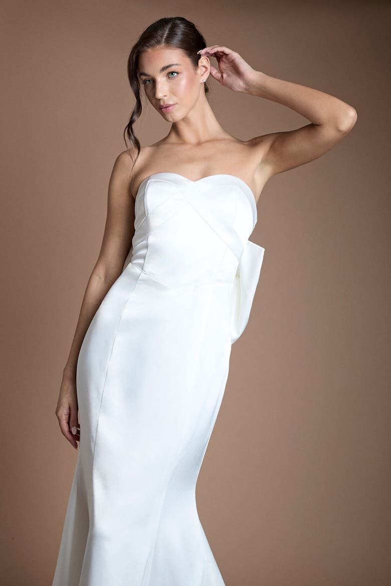 Bow Fishtail Dress, Alternate, color, Ivory