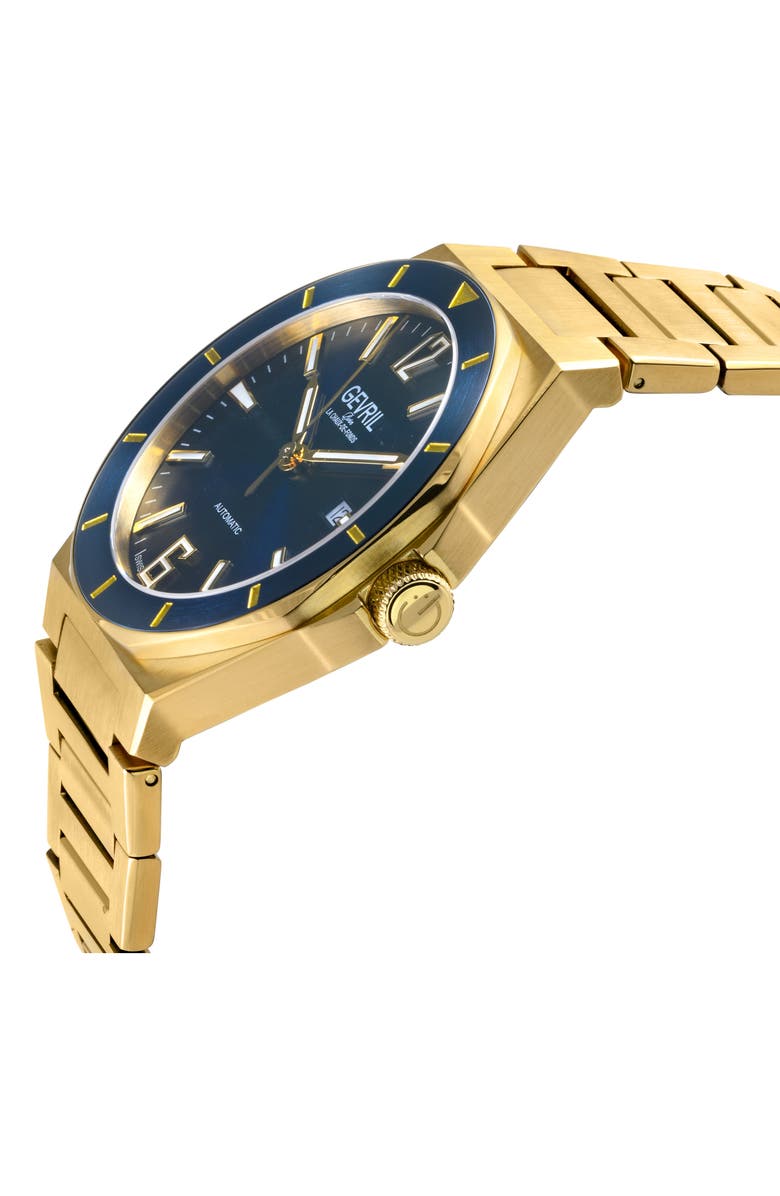 GEVRIL Goldtone High Line Automatic Bracelet Watch, 43mm, Alternate, color, 
