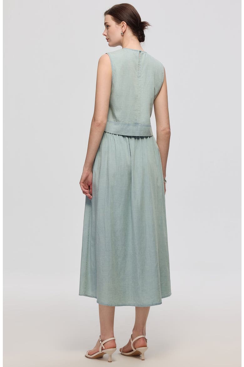 Amaia Pleated Maxi Skirt, Alternate, color, Chambray Blue