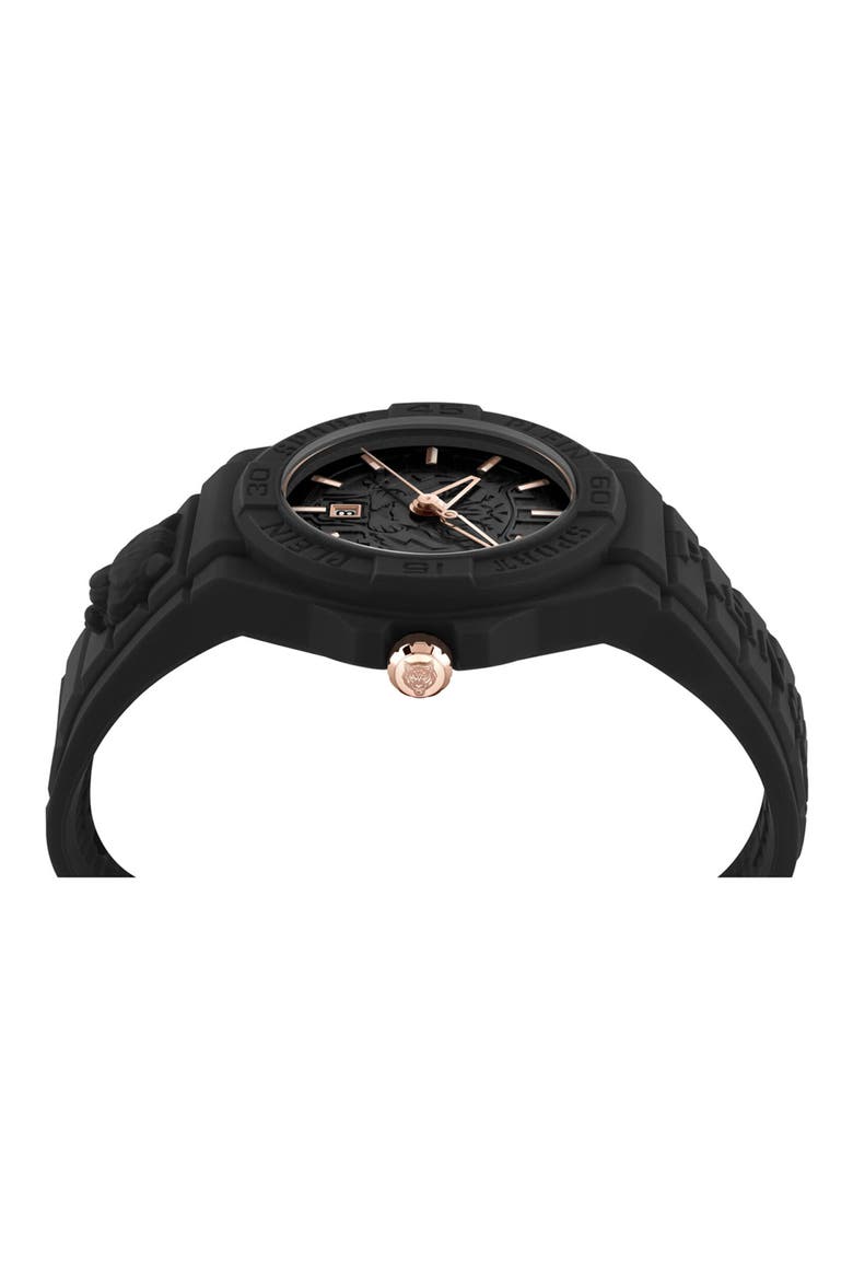 New Fearless Silicon Strap Watch, 46mm, Alternate, color, BLACK BLACK