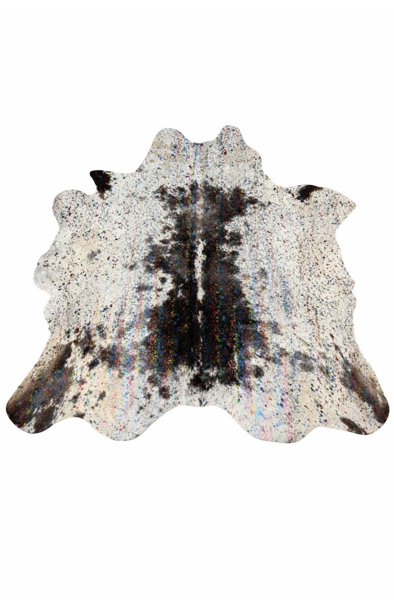 Rhacam Eco Hides Luma Metallic Color Cowhide Rug 7'5" × 6'9", Main, color, Metallic