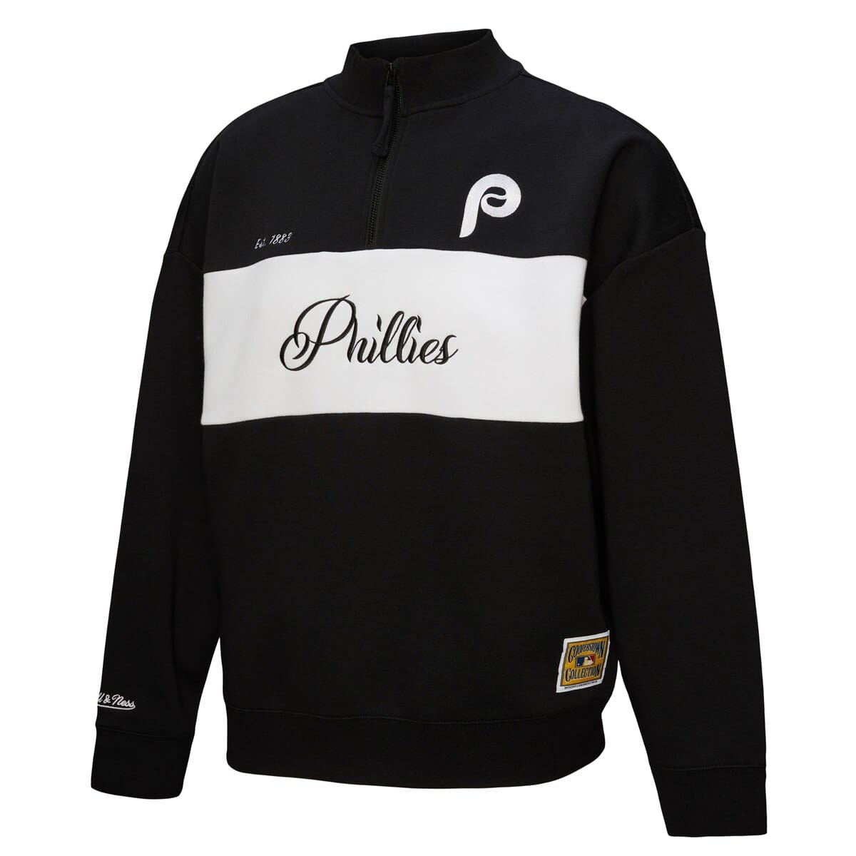 Women'sMitchell & Ness Black Philadelphia Phillies Quarter-Zip Pullover Top - image 2