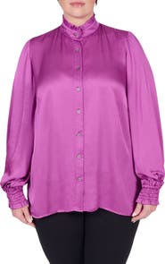 MAYES NYC Torie Ruffle Collar Satin Blouse