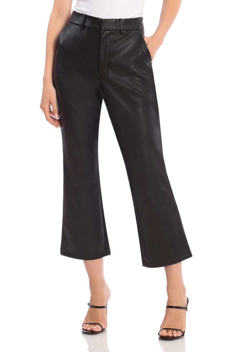 Avec Les Filles Faux Leather Flare Crop Pants, Main, color, 