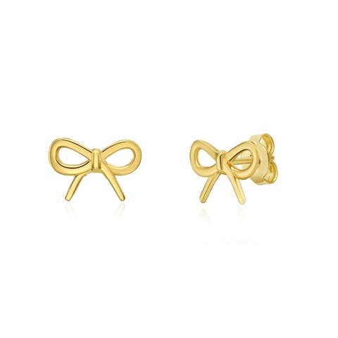 Gold Bow Stud Earrings